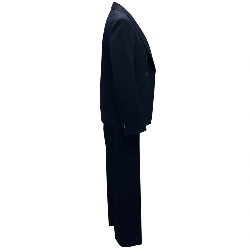 BOTTEGA VENETA NAVY TAILORED WOOL JACKET AND PANTS SUIT SET